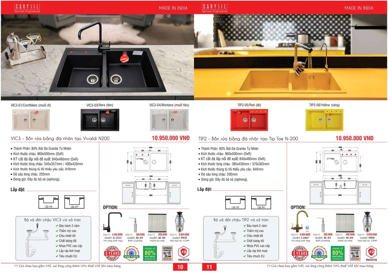 Bồn rửa chén CARYSIL Catalogue và Bảng giá mới nhất /Page 6